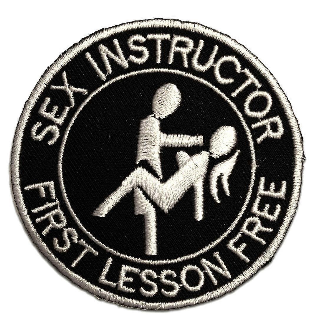 Patch / Iron-on patch - Se xInstructor First Lesson Free! - black - Ø7,7 cm 