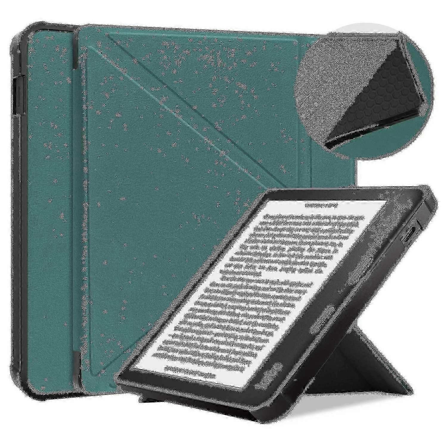Green PU Leather E-Reader Folio Case Compatible with Kobo Libra 2 Book Style