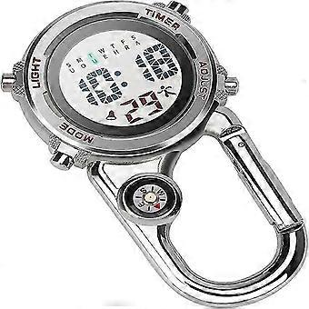 Karabinkrok Se digitalt klipp på Quartz Se multifunksjonell karabinkrok FOB Watch Luminous Face Compass Carabiner Watch med Compassred