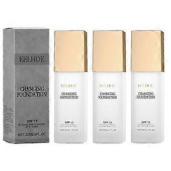 3-Pack Colour Changing Foundation, Natural Tone Hydrating Liquid Makeup, Skin-Adapting Formula for Women