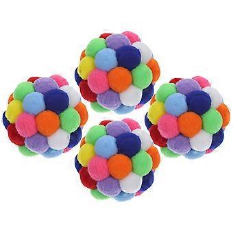 Cat Toy Balls Plush Fuzzy Toys with Bells for Cats 16Pcs Set