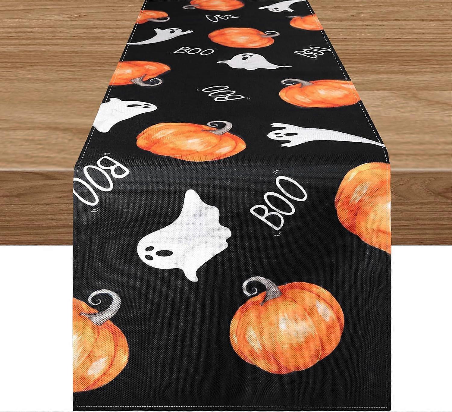 Halloween Ghost Pumpkin Table Runner for Halloween Party, Holidays, Ho