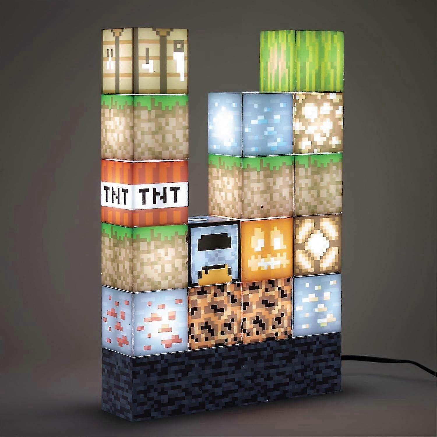 Light Up Block Building Nightlight, 16 Customizable Blocks, Interactive Decor, K