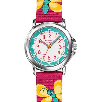 Trendige Kiddy Quarz Analog Kinderuhr mit Nylon Kl375 Armband