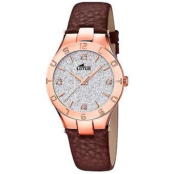 Lotus Quartz analoge vrouw horloge met koeienhuid armband 15901/3