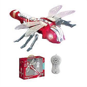 Rechargeable Remote Control Insect Toy with Interactive Spraying Action, Wall Climbing Gecko RC Toy Red Dragonfly Gift for Kids
