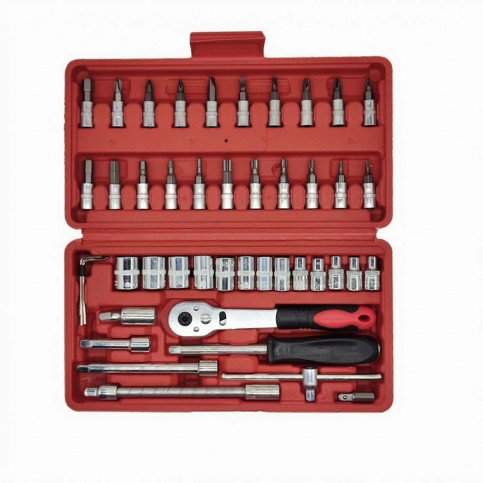 Compact Socket Wrench Toolkit | Steel Construction, Organized Molded Slots,
