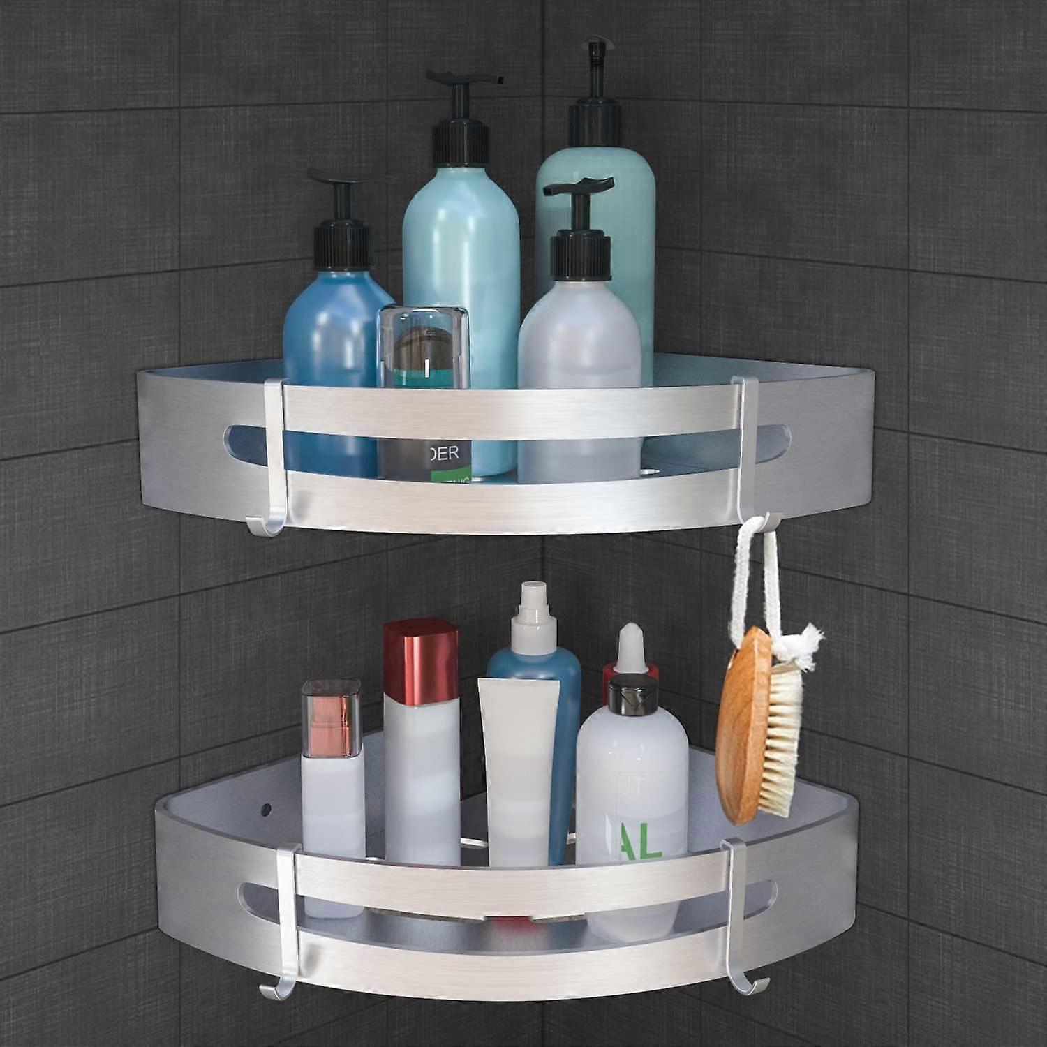 Rust-Proof Corner Caddy, No-Drill Shower Storage, Space-Saving Triangle Shelf