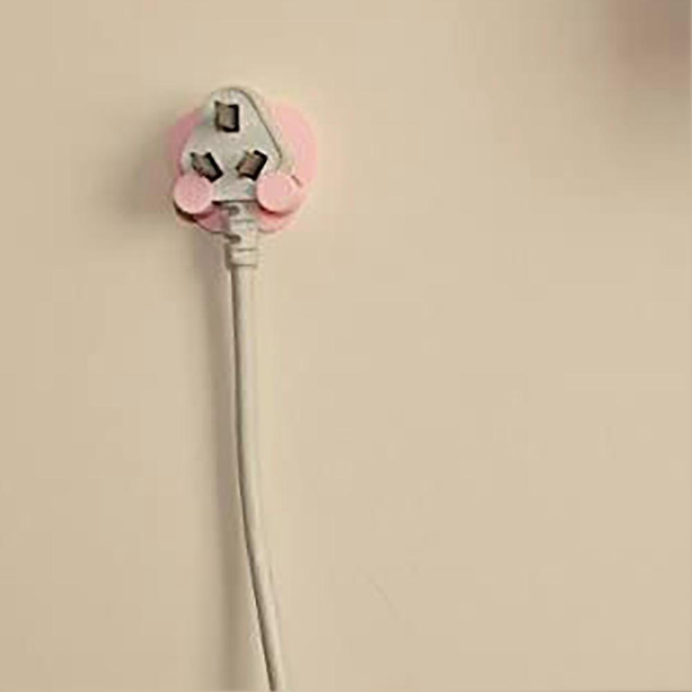 Multi functional Wall Plug Holder Self Adhesive Storage Hook Home Kitchen Hanging Decor Pink