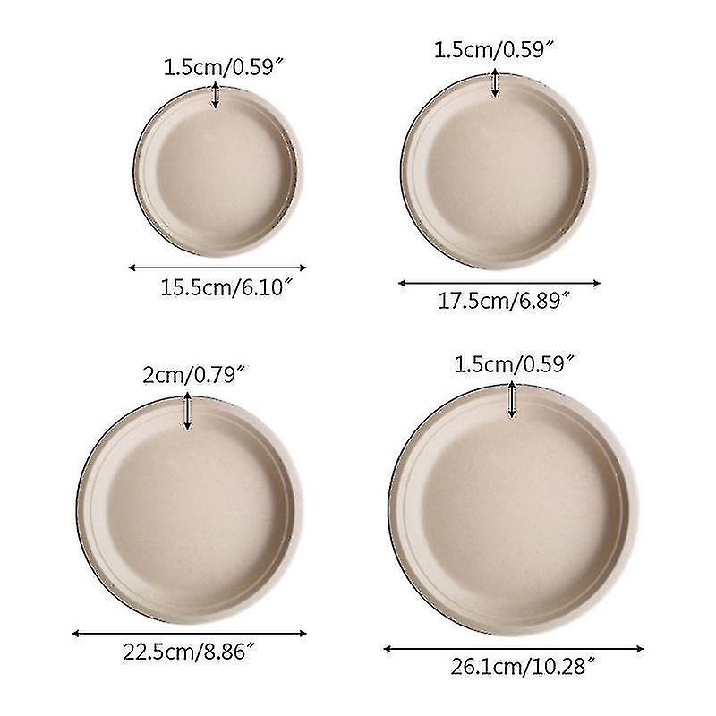 50pcs/bag 6''/7''/9''/10'' Round Compostable Plates Biodegradable Bagasse Disposable Plate For Resta