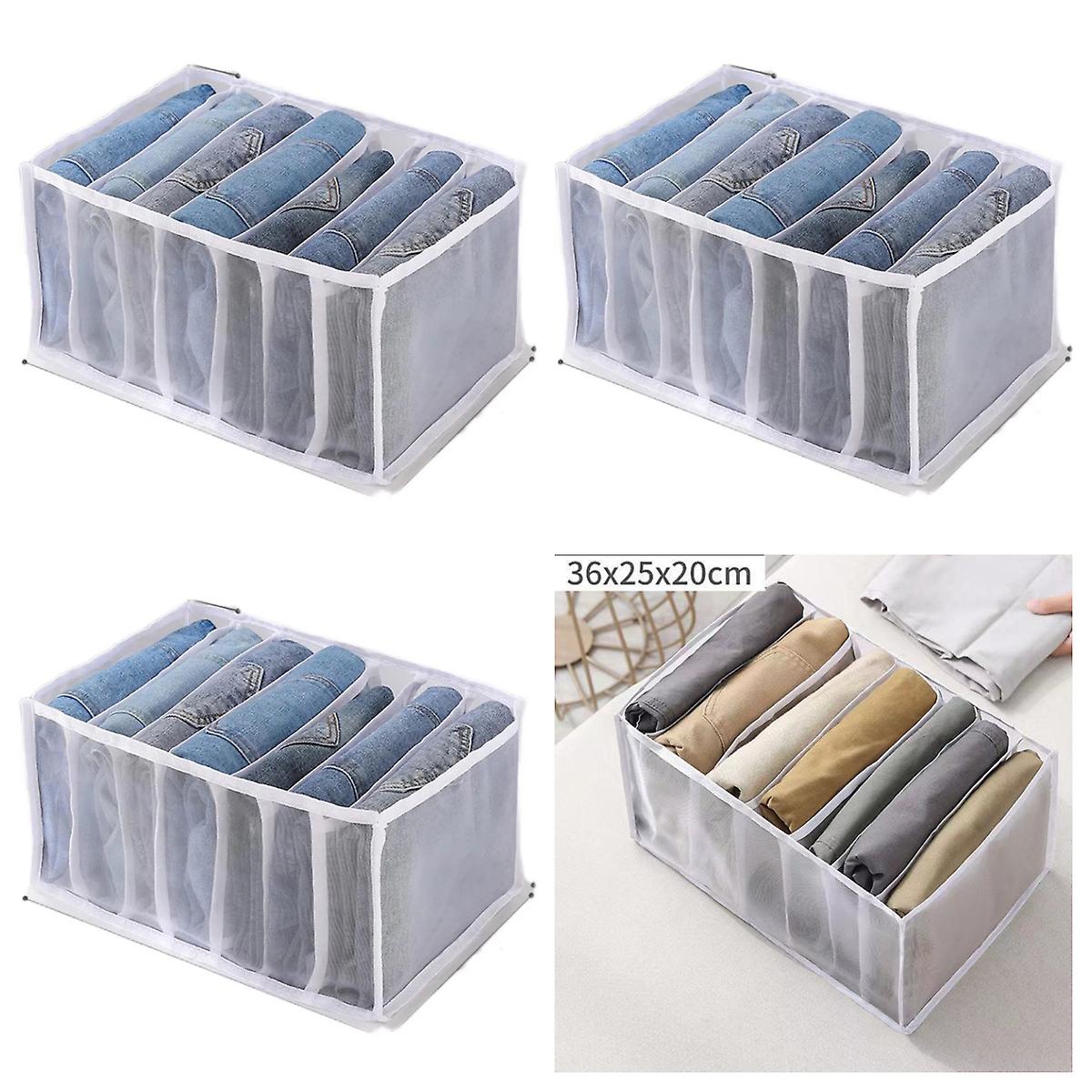 4pcs Jeans Compartment Storage Box Mesh Separation Box Can Washed Home Organizer