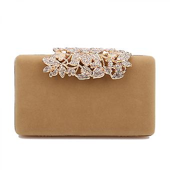 Womens Evening Bag with Flower Closure Rhinestone Crystal Clutch Purse for Wedding Party