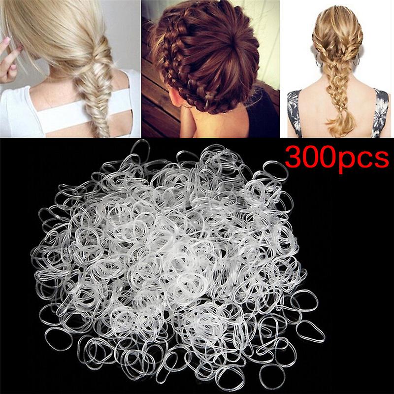 300pcs/pack Rubber Braiding Plait Hair Band Hairope Elastic Tie Ponytail Holder