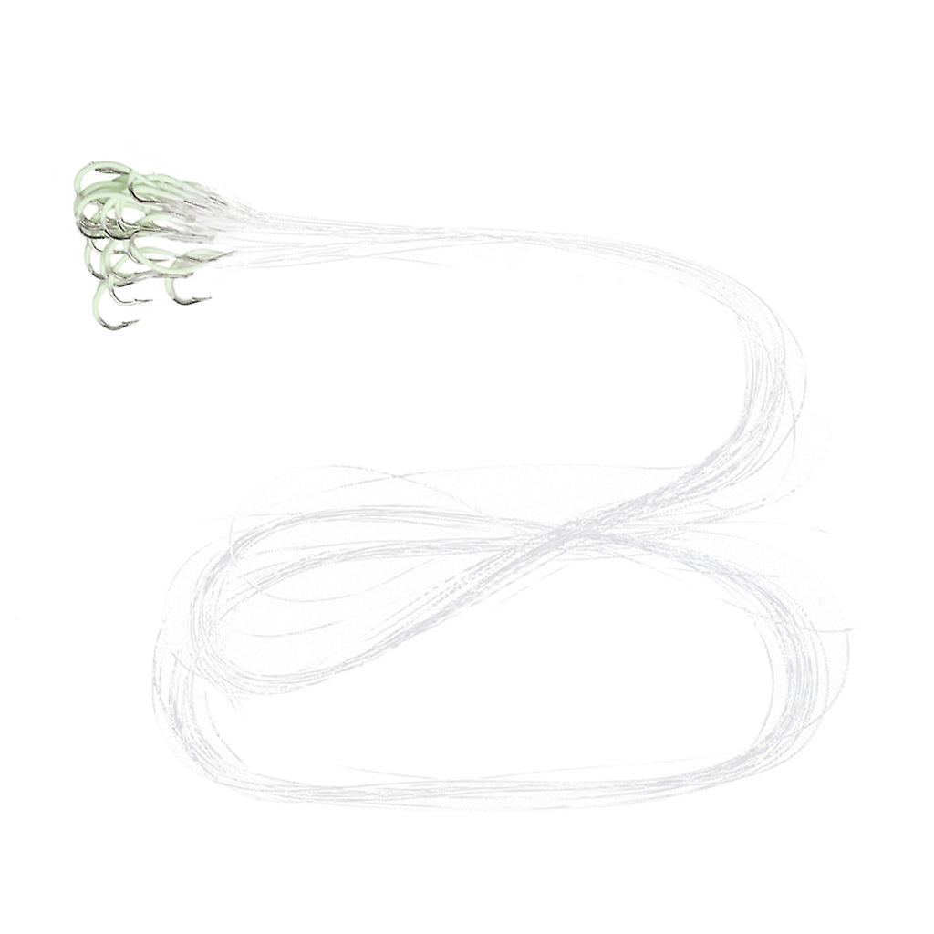 30pcs Luminous Glow in Dark Sharpened Barbed Fishing Hooks with String #17