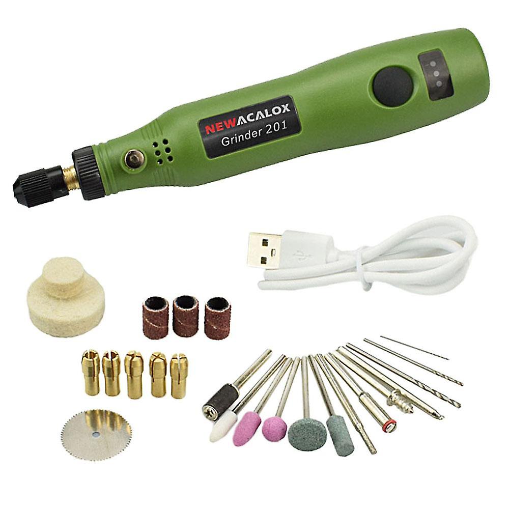 Cordless Electric Mini Drill Grinder Set Variable Speed Rotary Tool Green
