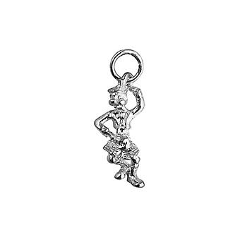 Silver 19x9mm Scottish Dancer Pendant or Charm
