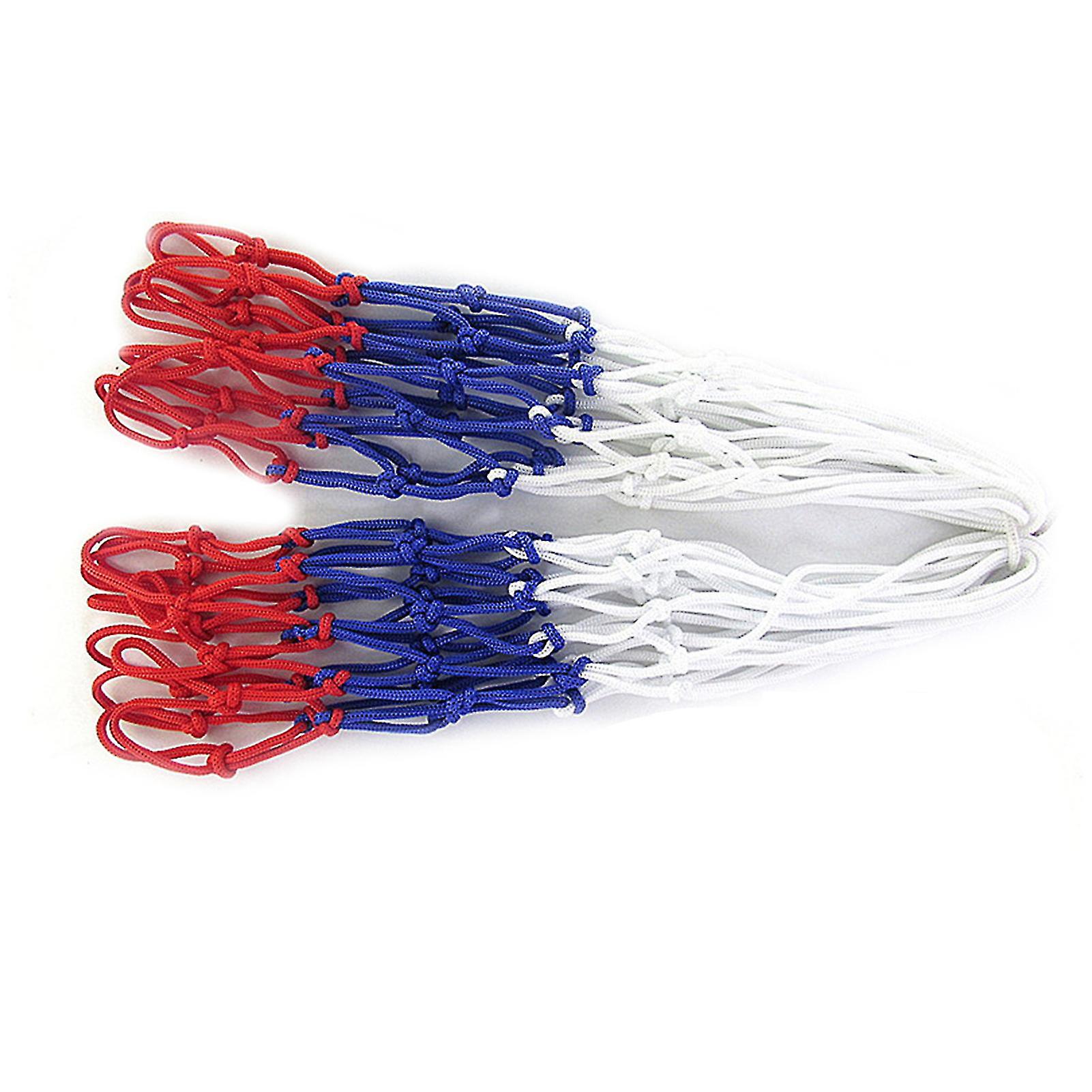 2pcs Basketball Net Professional Durable Standard Wear-resistant Rainproof Sunscreen Nylon Red White Blue Tri-color Basketball Hoop Net For Playground