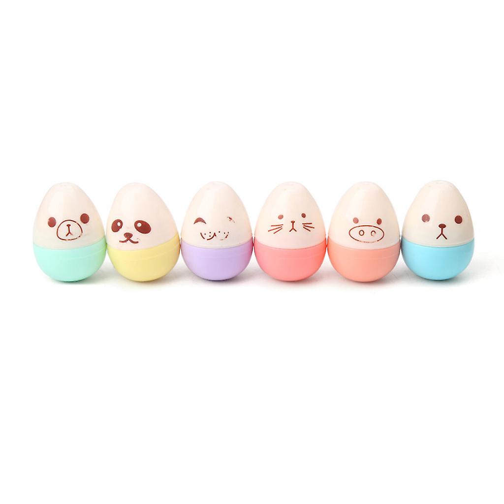 6PCS Fluorescence Pens Small Highlighters Set Egg-like Permanent Markers Set