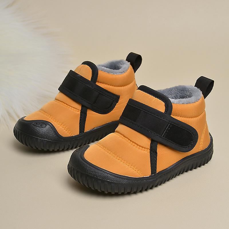 Girls Fleece Thermal Snow Boots Waterproof Thickened Booties With Hook And Loop Fastener For Winter Outdoor