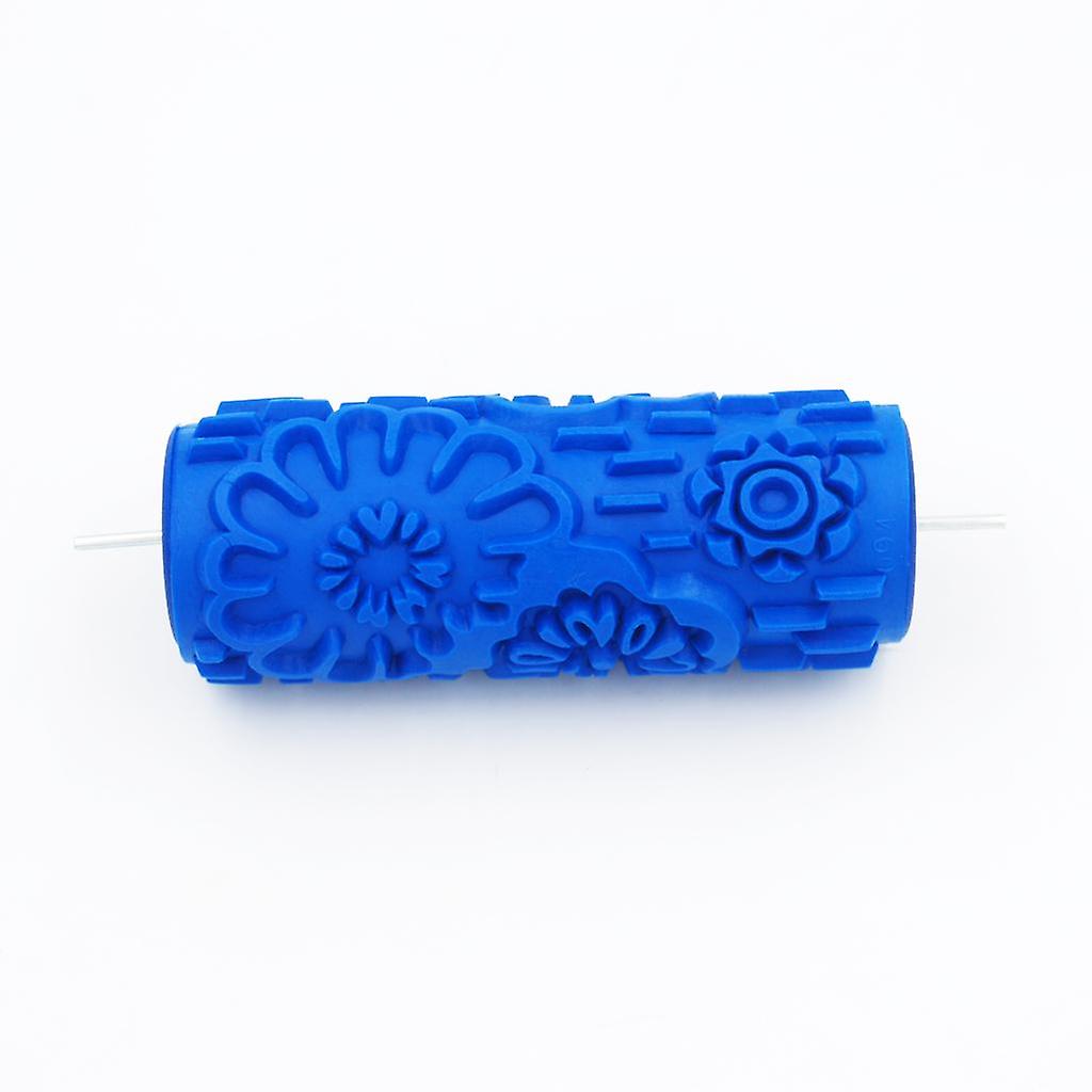 5" Embossed Pattern Painting Roller Brush Tool for Wall DIY Decor Blue  5#
