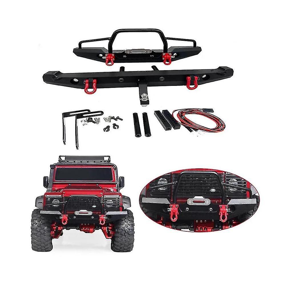 Paraurti Anteriore E Posteriore In Metallo Con Luci Per RC Crawler 1/10 TRX4 Axial SCX10