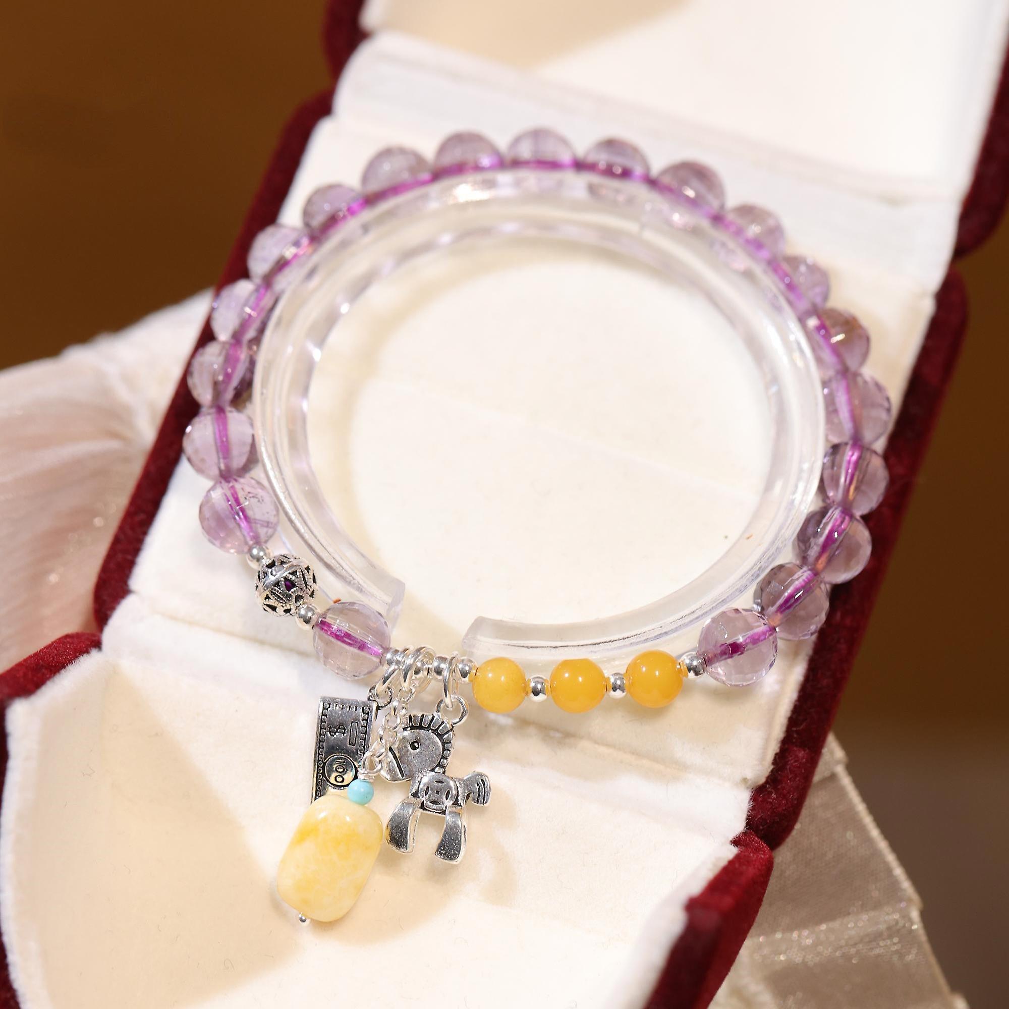 Single-ring Faceted Amethyst String With Money Now Pendant