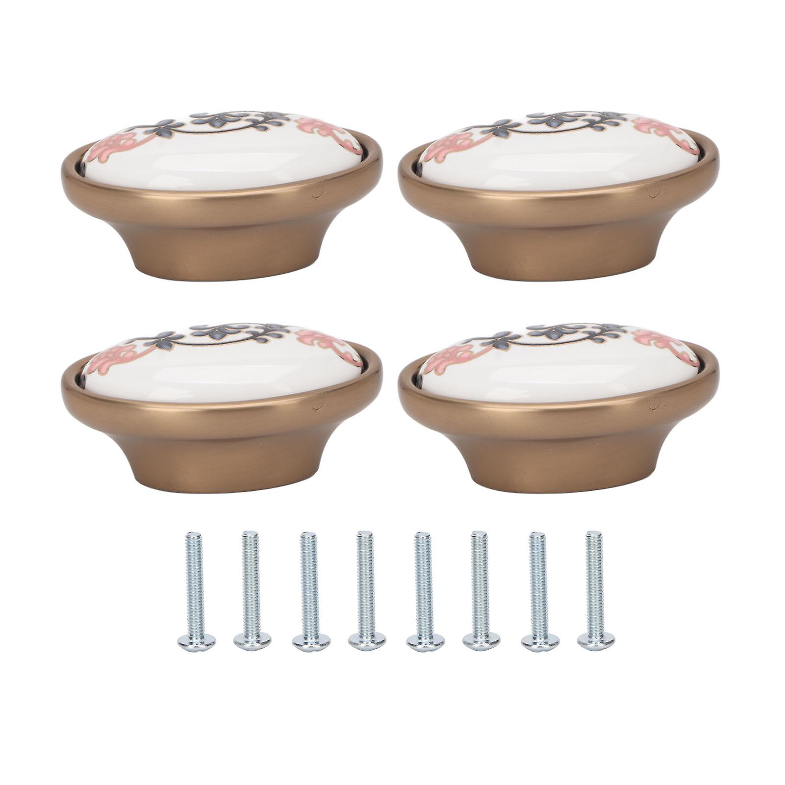 4 Sets Oval Cabinet Knobs: 3D Floating Flower Vintage Design for Home Doors