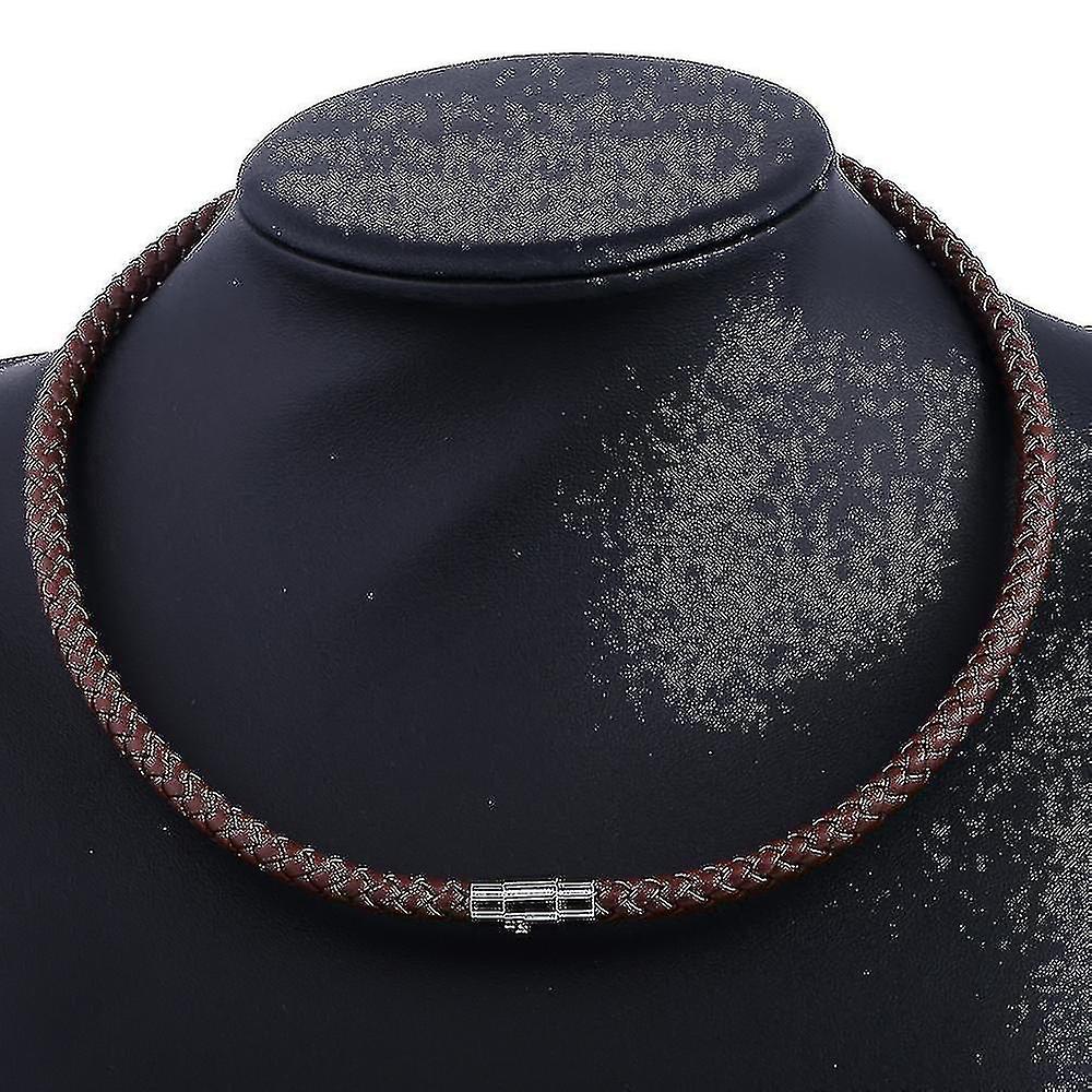 Tour de cou en cuir pour homme Collier chaîne en corde tressée A-YUHAO