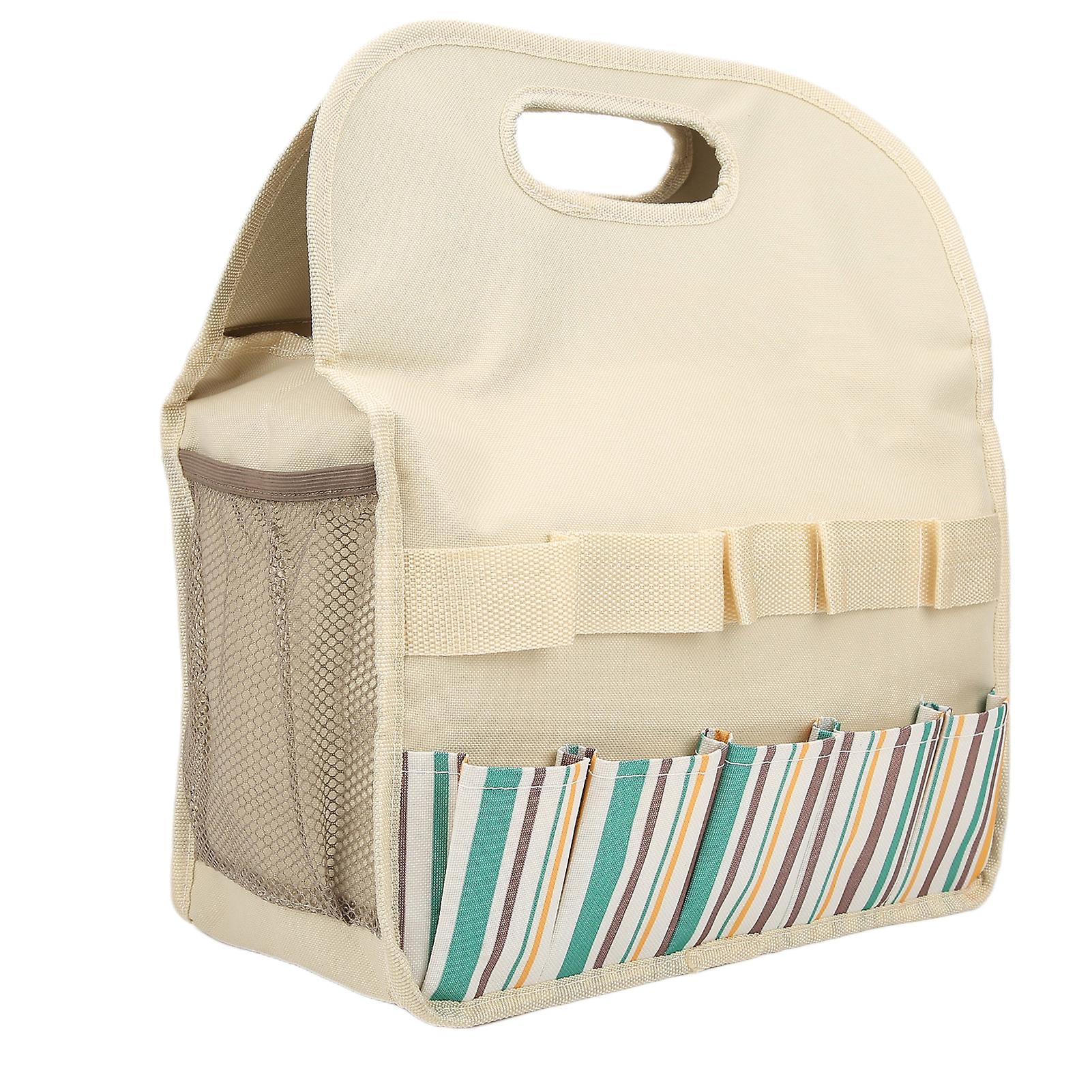 Large Capacity Multifunctional Garden Tool Bag 35.5x17x40cm Beige