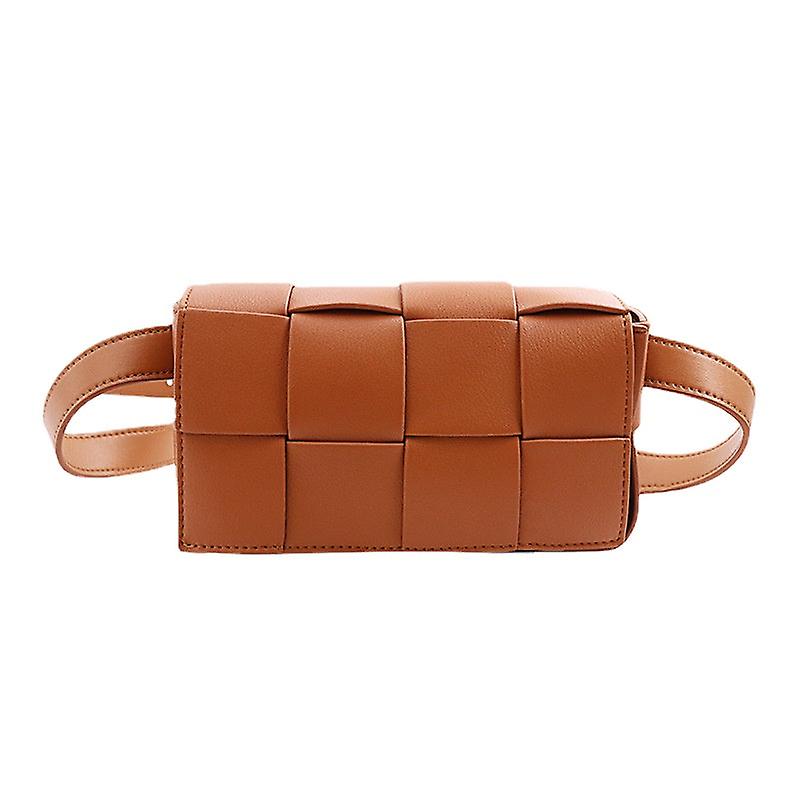 Damer Kvinnor Läder Handväska Vävd Crossbody Coin Purse Koppling Enkel Fritid Kedja Korthållare Plånbok