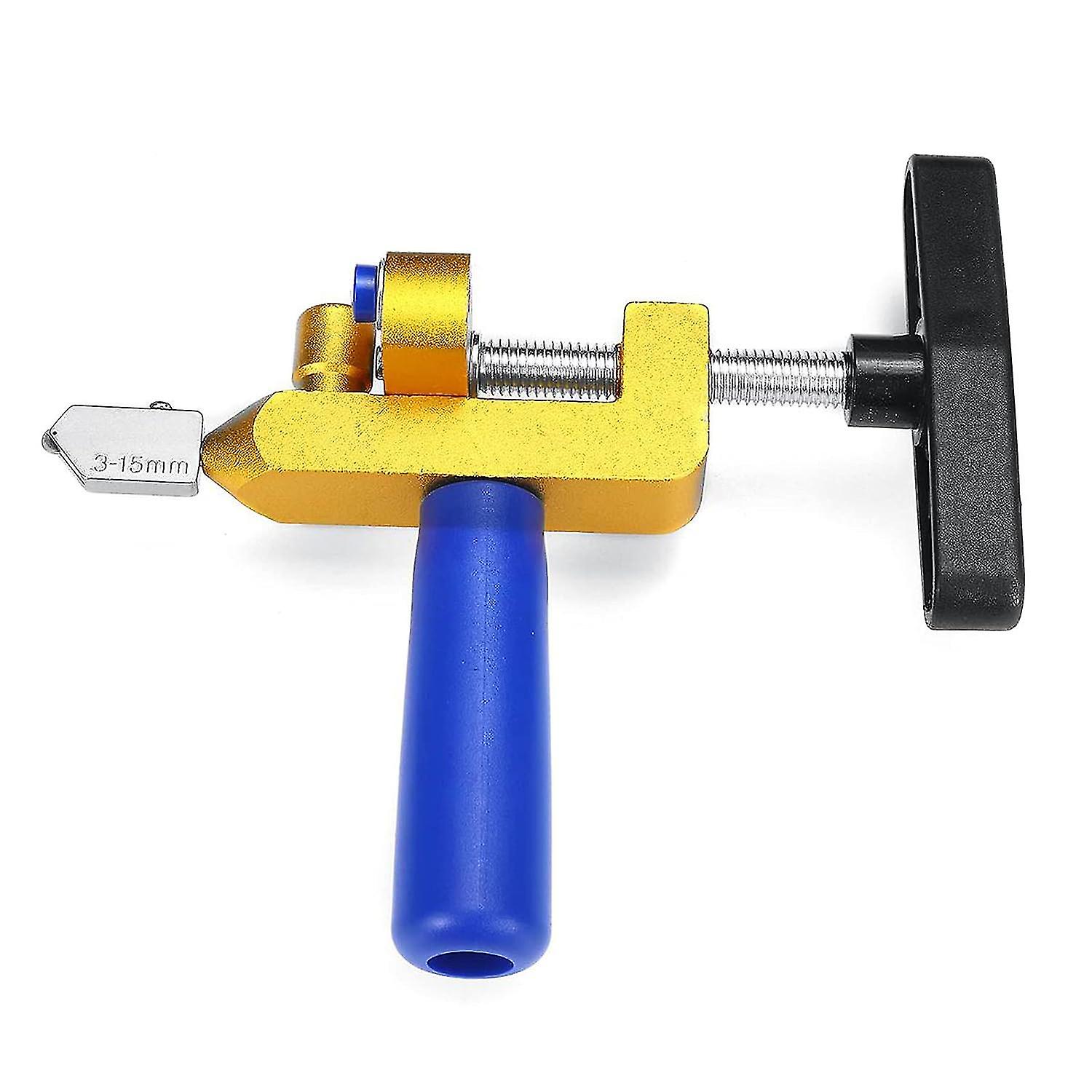 2 in 1 Glass Cutter with Wheel Diamond Roller Manual Machine Professional Glass Cutting Tool Set(Gold)