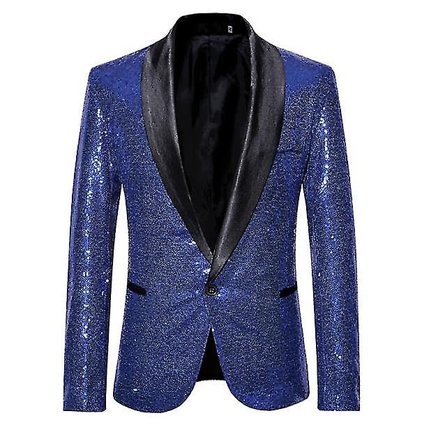 Moda męska Sequin Casual Blazer Wediing Celebration Jacket