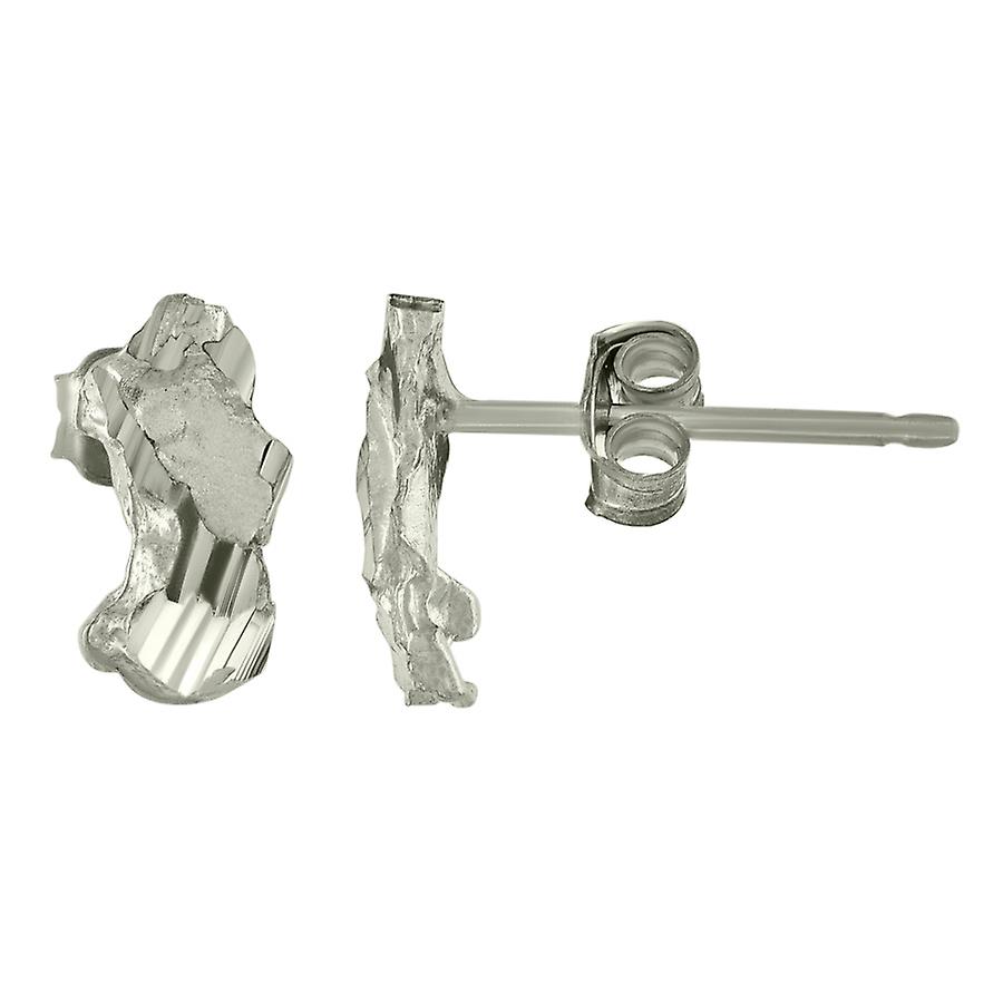 925スターリングシルバーユニセックスナゲットスタッドピアス-女性用スタッドピアス - .8グラム