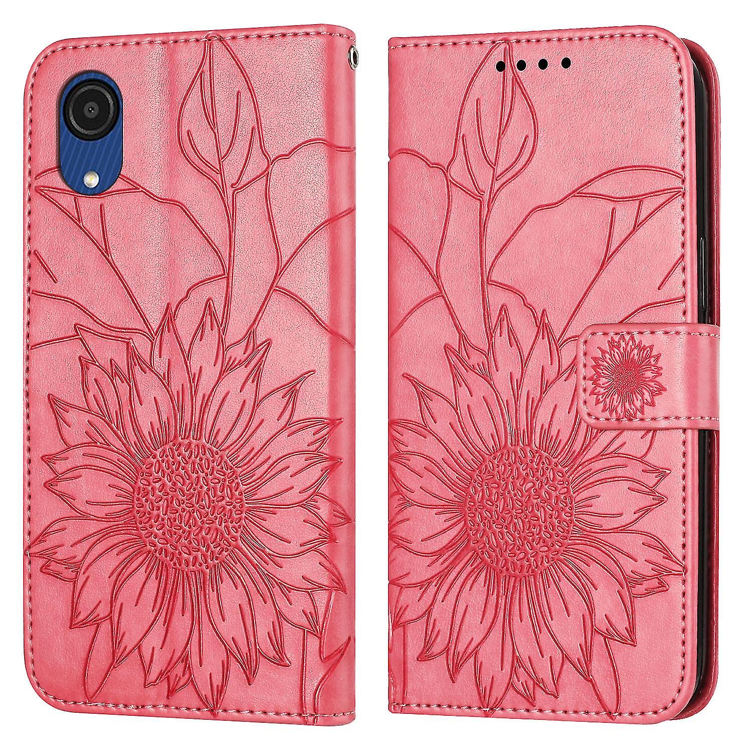 Sunflower Engraved Wallet Style Flip Case For Samsung A03 Core Multi-functionality Elegance Full Protection Cover