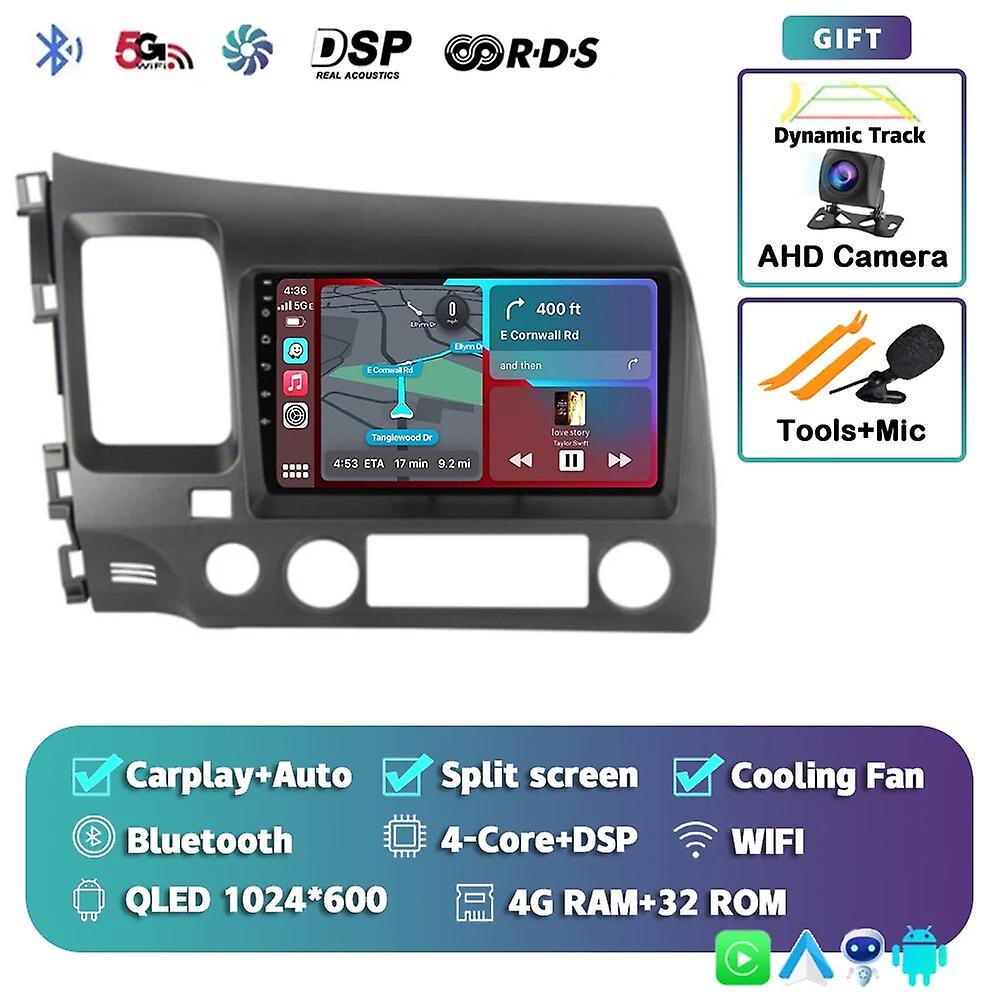 Android 13 Carplay Auto For Honda Civic 8 2005 2009 2010 2011 2012 Car Radio Multimedia Gps Navigation Player Stereo Wifi+4g Dsp