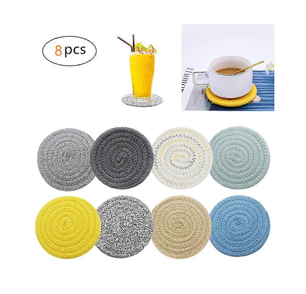 Cotton Rope Coaster Set Woven Cotton Yarn Insulation Pad 8 Colors 8 Piece Set