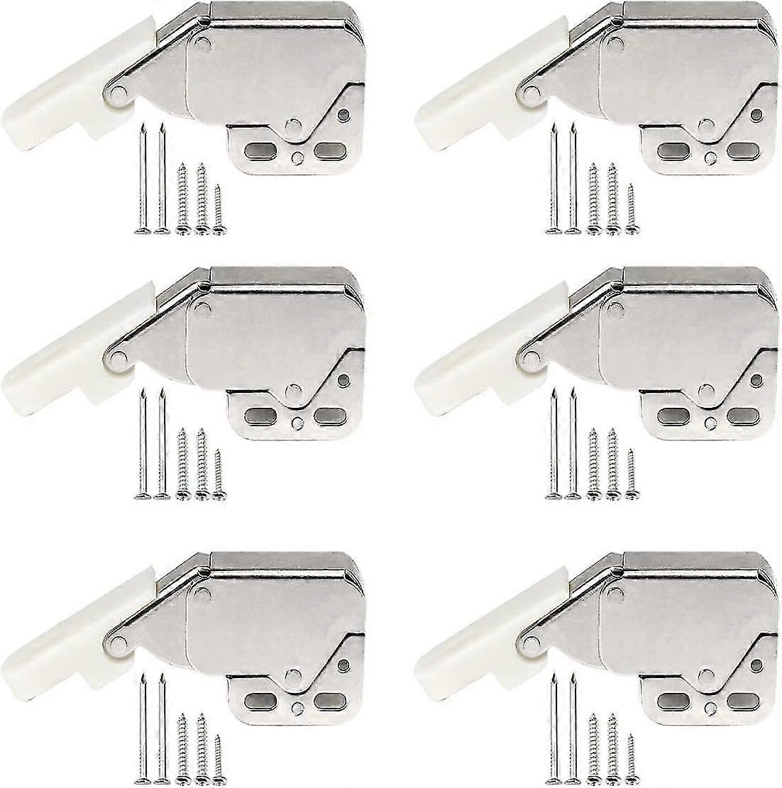 6 Pieces Spring Loaded Cabinet Lock, Mini Touch Latches, Spring Loaded Latches, Mini Latch, Latch Catch, Press To Open And Close, With Mounting Screws