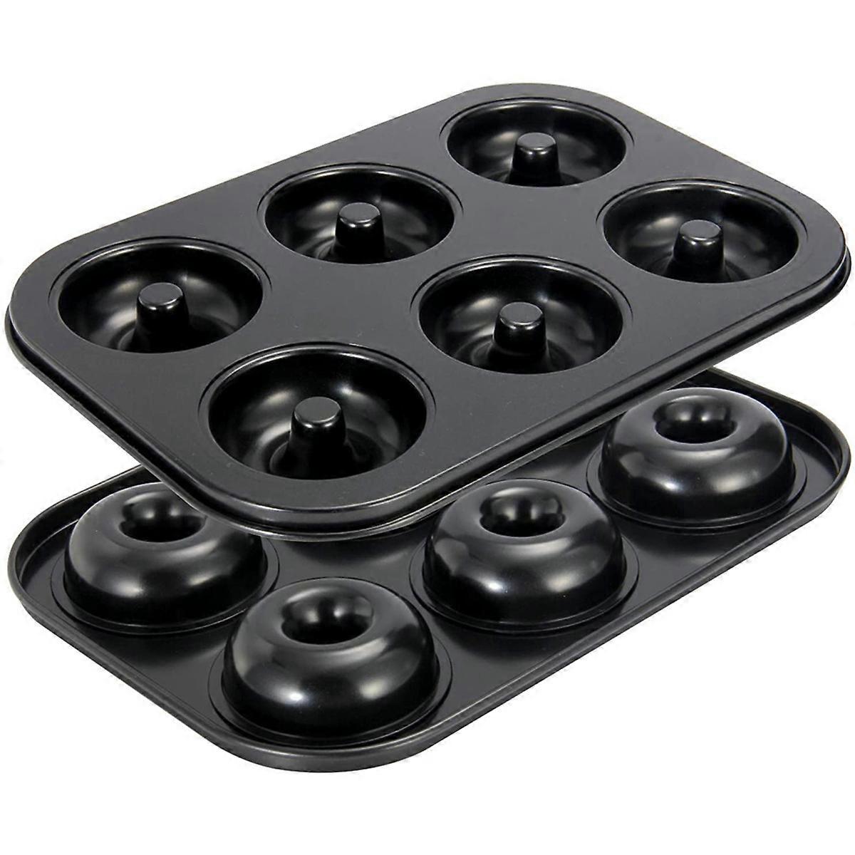 Mini Donut Pan 2 Piece Pack 6-Sided Donut Baking Pan High-Grade Carbon Steel Donut Mould