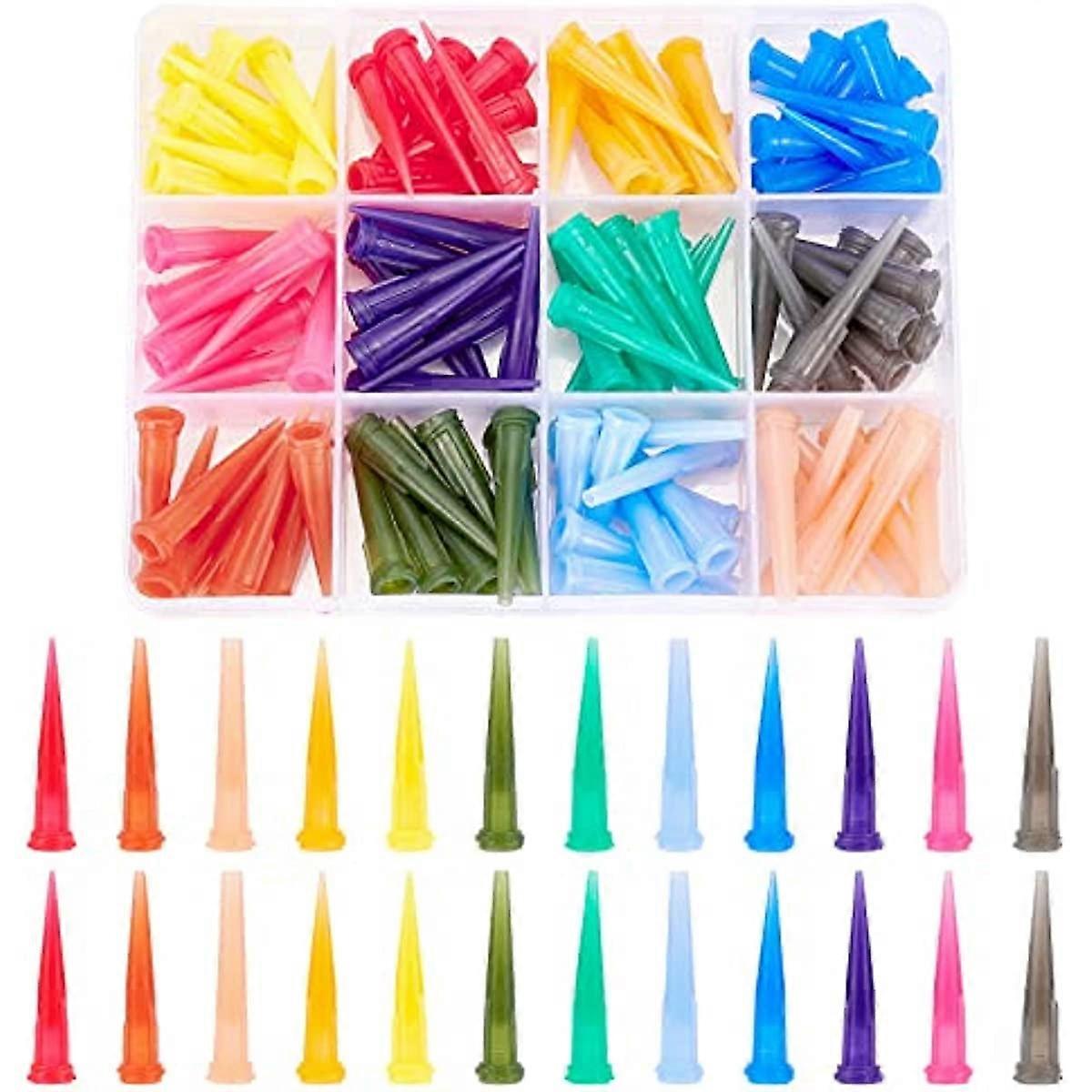 120Pcs Blunt Plastic Tapered Tip Plastic Dispensing Needle Tips with 12 Mixed Size for Refilling Glue Fluid Precisely(12GA/13GA/14GA/15GA/16GA/18GA/20