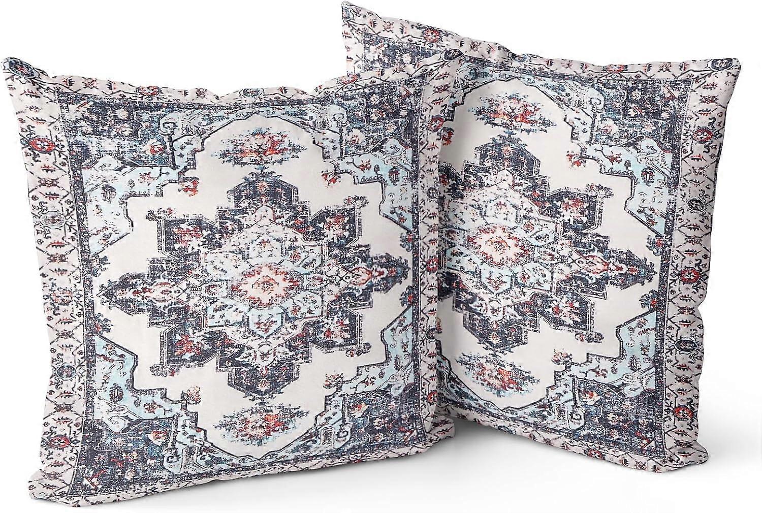 Boho Throw Pillow Covers 18x18 inch Set of 2 Monaco Rug Persian Carpet Double Sided Pattern Cotton Soft Pillow Case Cushion Cover Pillowcase for Couch