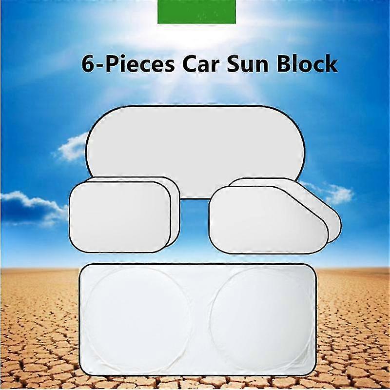 Exquisite 6 Pieces/set Car Sunshade Windshield Covers Auto Window Uv Protection Shield Reflective Sun Block Front Rear Back Side Foldable