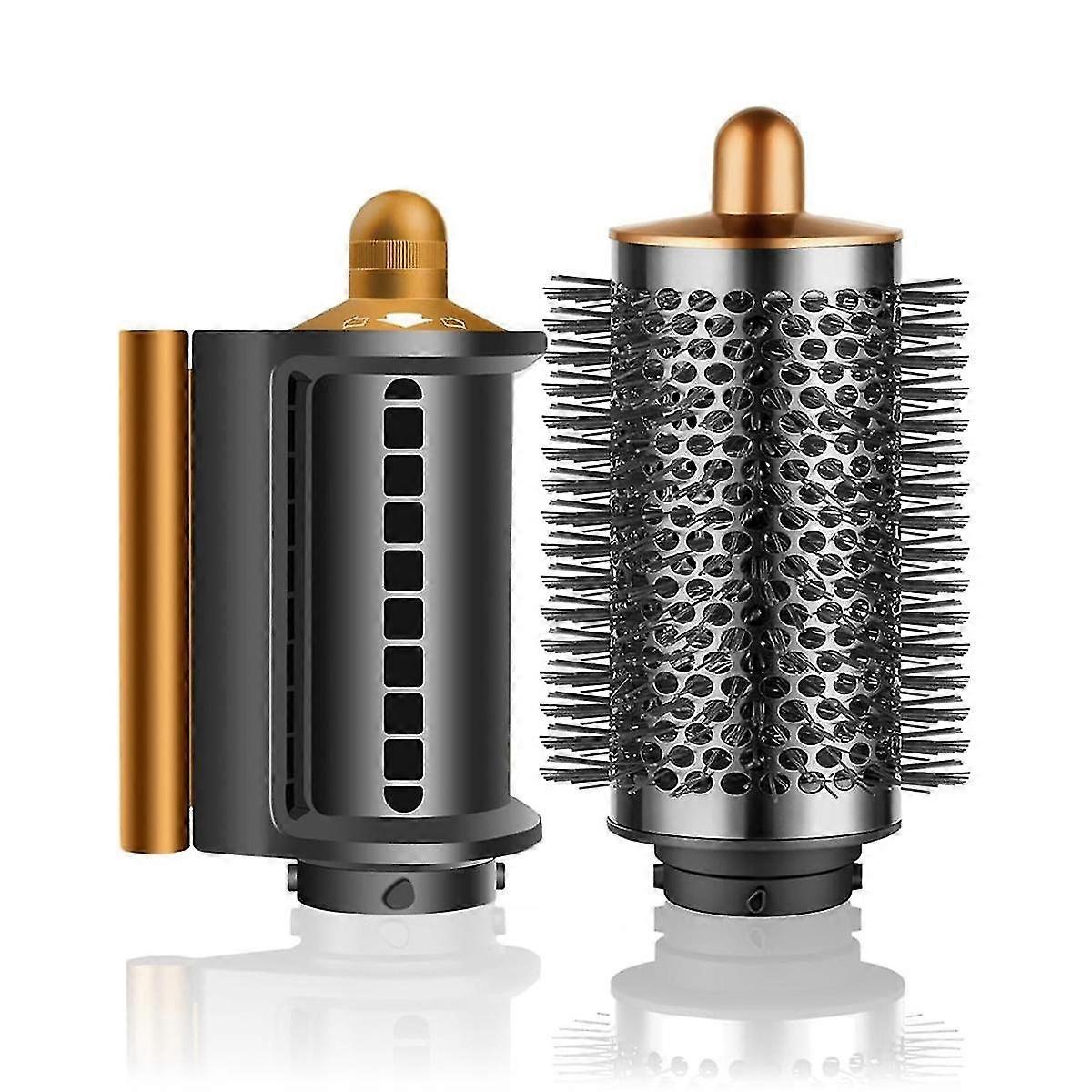 Large Round Volumizing Brush and Anti-Flight Smoothing Attachment for Gold