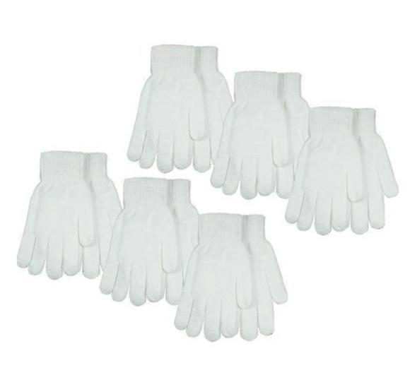 6 par vinterhandskar klassiska stickade varma handskar solid vit cool