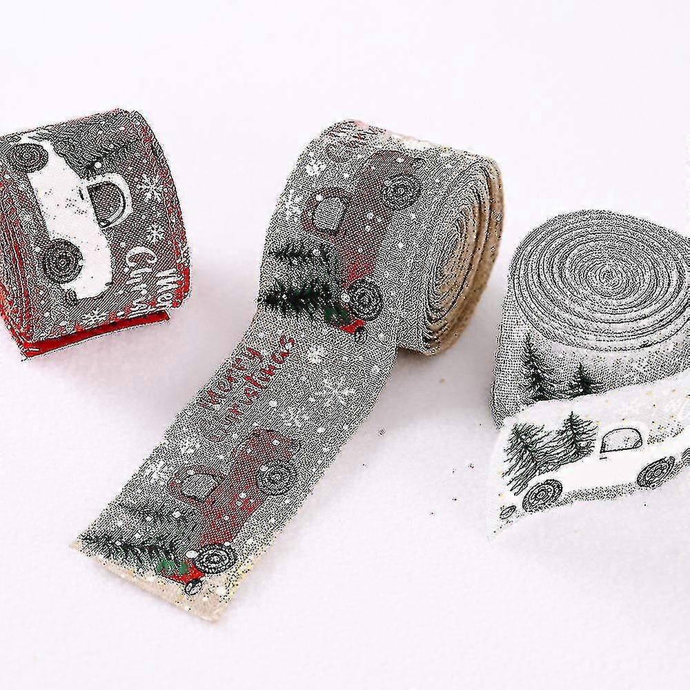 Christmas Decorative Supplies Colorful Car Print Ribbons Buy 1 Get 2(color:white)