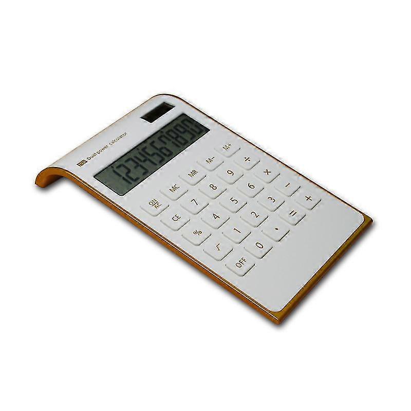 calculator, solar dual power computer with large lcd display (white)