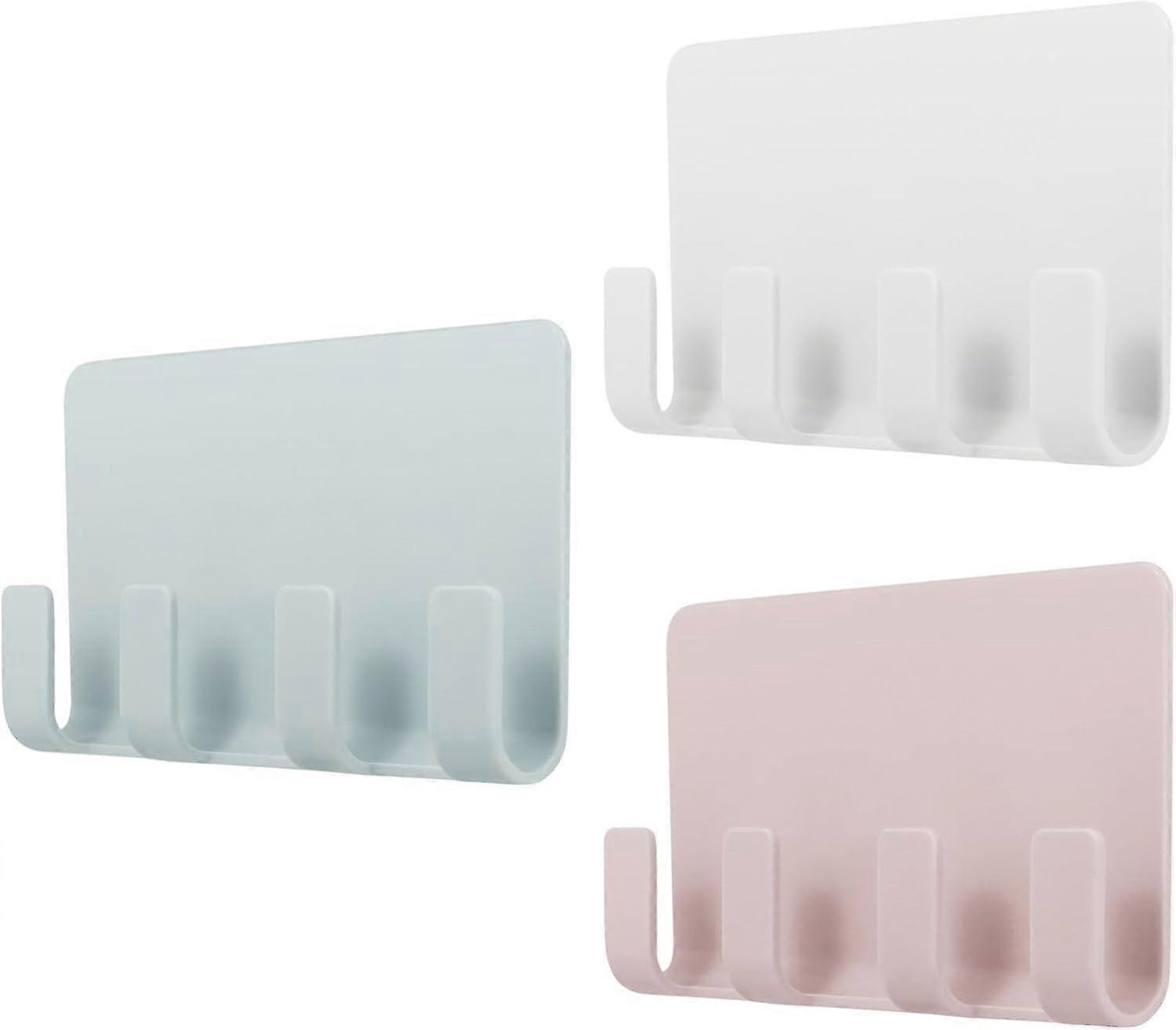 Wall Mount Coat Hooks, 3 Pcs Multi Purpose Plastic Phone Charging Dock Holder Shaving Razor Towel Hook Bracket - DD