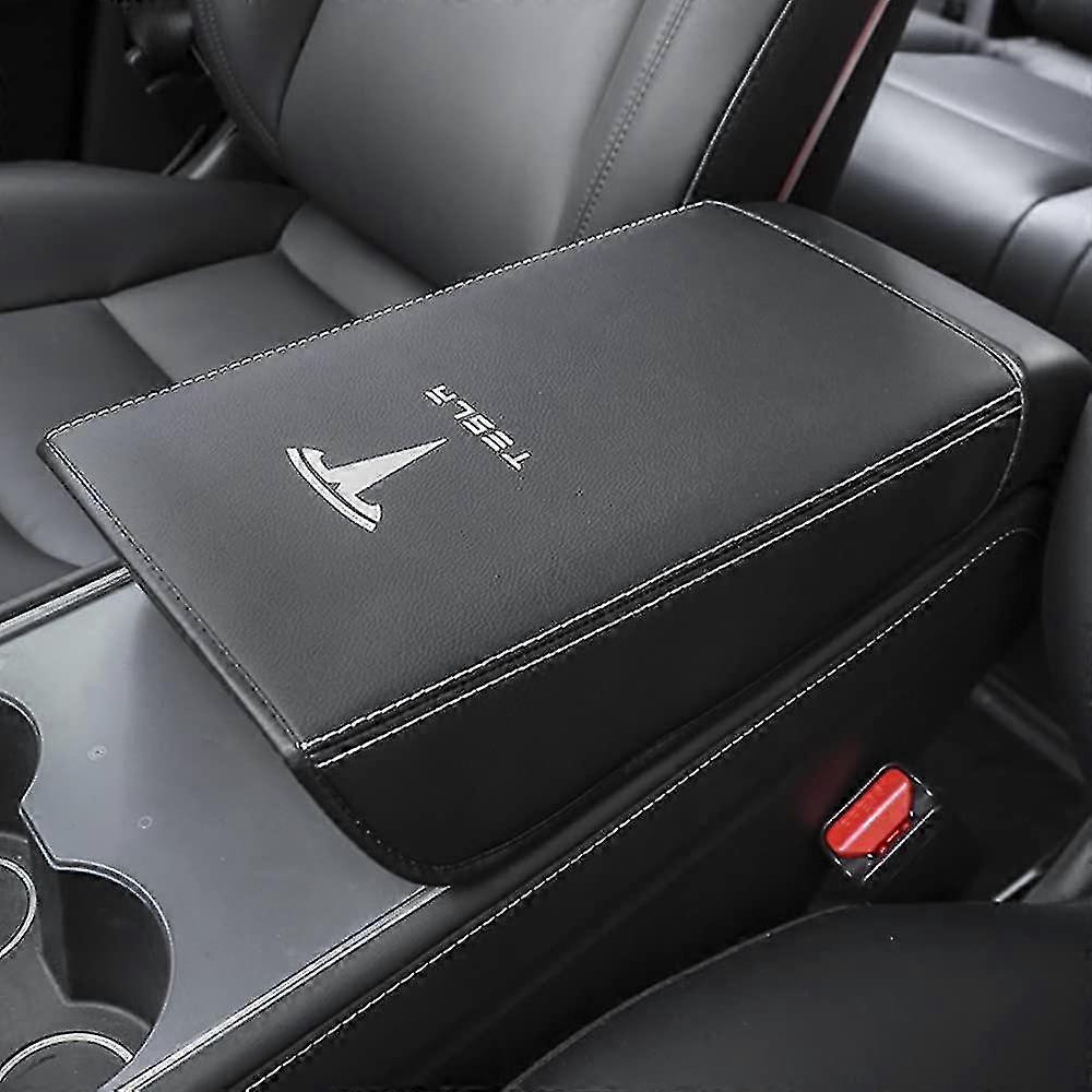 Car Armrest Cover For Tesla Model 3 Model Y Pu Leather Center Console Protector Pad Automobile Waterproof Armrest Box Mat For Model 3 2017-2022 Mo-Yva