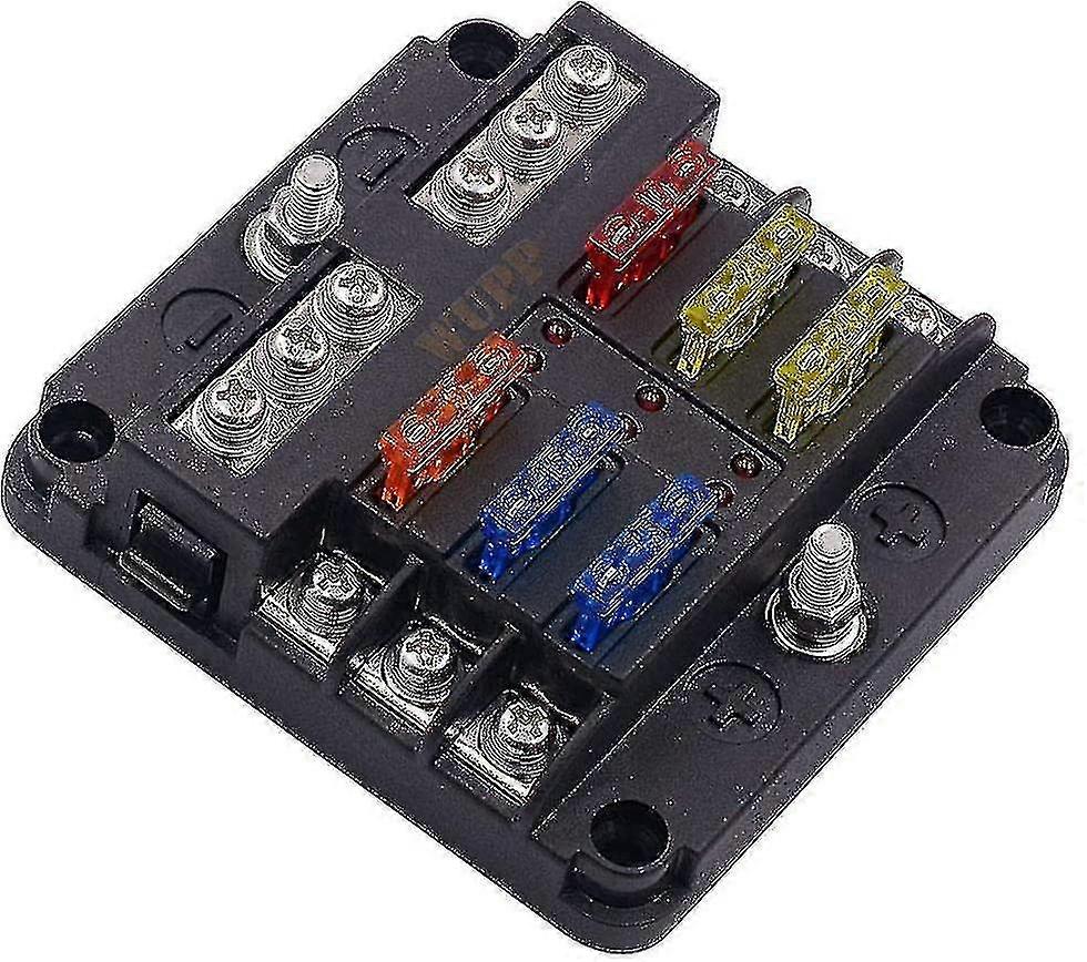 12 Volt Fuse Block, Waterproof Boat Fuse Panel With Led Warning Indicator Damp-proof Cover
