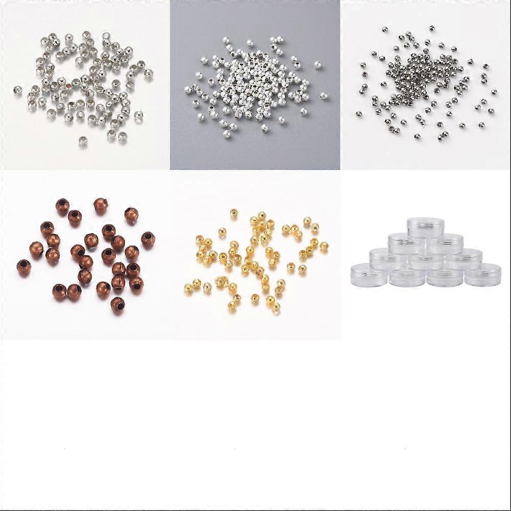 3900~4000Pcs Iron Spacer Beads Round Mixed Color 2x2mm Hole: 1mm