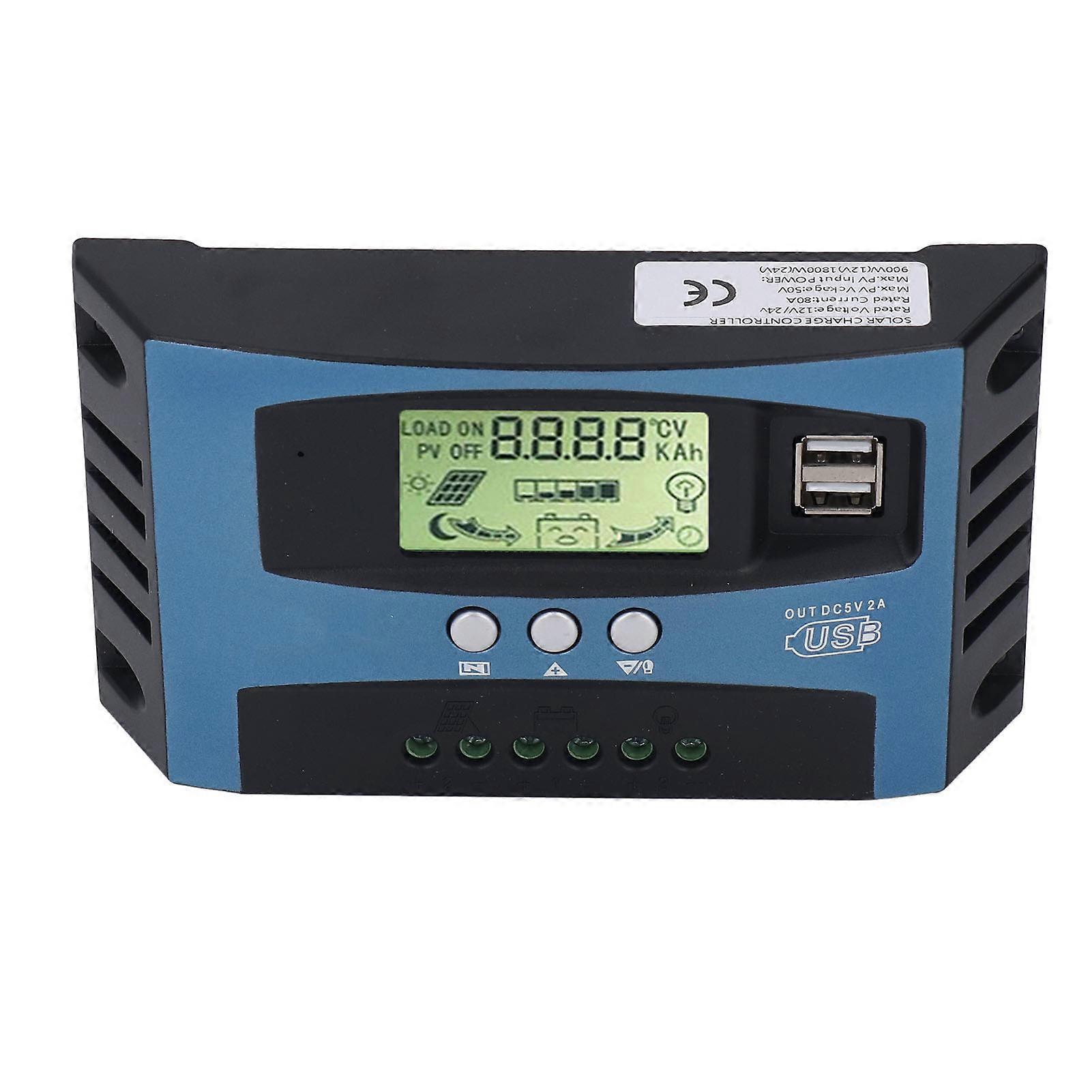 Solar Charge Controller MPPT Tracking Laddning Digital Display i realtid Solar PV Charge Controller 12V 24V 80A